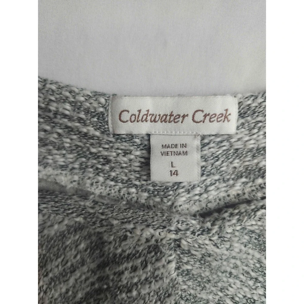 Coldwater Creek Sweater Womens L 14 Gray Coastal Grandma Quiet Luxury Minimalist